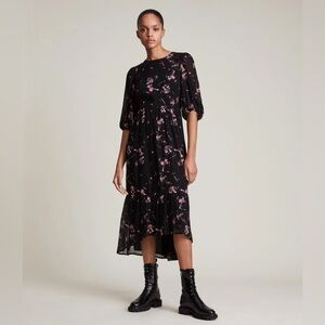 ALL SAINTS Sadie Vemur Midi Dress Size 6